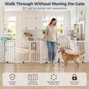 Homykic Dog Gate Indoor, 132" Wide Bamboo Pet Gate with Door, 30”H, White, 132.3"Wx30"H, 6 Panels w/ Door