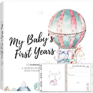 First 5 Years Baby Memory Book Girl, Boy - 90 Pages Hardcover First Year Milestone Keepsake Book, Newborn Scrapbook for New Parents, Minimalist Photo Album Journal, New Mom Gifts(Adventure Land)