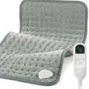 Electric Heating Pad for Back Pain and Period Cramps, Fast Heating Relief Shoulder, Muscle Aches, Arthritis Pain, 6 Heat Settings, 4 Timers, Moist & Dry Use, Machine Washable, 12"x 24"