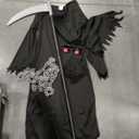 Lomesion Grim Reaper Halloween Costume with Glowing Red Eyes for Kids, Scythe Included 150