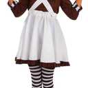 fun shack Girls Oompa Loompa Costume Kids Chocolate Factory Worker Dress Outfit (Large)