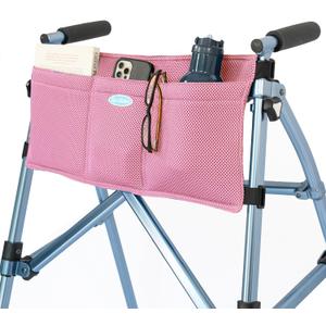 Top Glides 5-Pocket Carry-All Pouch for Stander Folding Walkers (Pink)