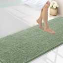 Smiry Luxury Chenille Bathroom Rugs 70x24, Extra Soft and Absorbent Shaggy Bath Mat, Machine Washable, Non-Slip Plush Carpet Runner for Tub, Shower, and Floor, Home Decor Accessories, Sage Green
