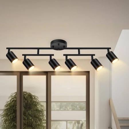 Track Lighting Fixtures Ceiling Black, 6 Light Track Lighting Kit