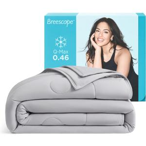Breescape Cooling Comforter King Size - BlendTek Q-Max>0.46 Tech, Breathable Blanket for Hot Sleepers & Night Sweats Relief, Premium Lightweight Summer Bedding, 106x96 Inches, Misty Gray, King / Cali King
