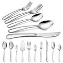 LIANYU 45-Piece Heavy Duty Silverware Set with Serving Utensils, Stainless Steel Flatware Cutlery Set for 8, Eating Utensils Tableware Include Forks Knives Spoons, Mirror Finished, Dishwasher Safe