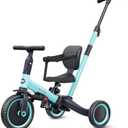 newyoo Tricycles for 1-3 Year Olds, Toddler Bike, Birthday Gift and Toy for Boys and Girls, Toddler Tricycle with Parent Push Handle, Trike with Backrest and Safety Belt, Blue, TR007