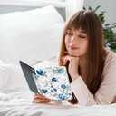 CoBak Case for Kindle Paperwhite 12th Gen 2024 (7") & Kindle Colorsoft Signature Edition (7") - New PU Leather Cover and Clear Soft Silicone Back Cover with Auto Sleep Wake Feature (Blue Blossom)