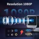 Mini Projector with WiFi and Bluetooth, Native 1080P Portable Outdoor Movie Projector, 4K Supported, Compatible with Smartphone/TV Stick/HDMI/USB/PS5, for Home Theater, Bedroom, Outdoor