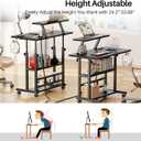 Adjustable Height Standing Desk with Power Outlets, Rolling Stand Up Desk with Monitor Stand and Storage Shelves, 31.5" Small Mobile Computer Desk, Portable Laptop Table (Black with Monitor Stand)