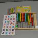 Wooden Abacus for Kids Math - 10-Row Counting Toy with 100 Beads, Number Cards & Counting Sticks, Educational Counters for Kids Math Gift for Age 3 4 5 6 7 Year Old Boy Girl