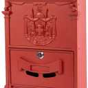 Wall Mount Mailbox, Large Capacity Mailbox for Outside,Aluminum and Galvanized Steel Rust-Proof Hanging Secured Postbox, Security Key Drop Box,18"x11.8"x4.9" Red