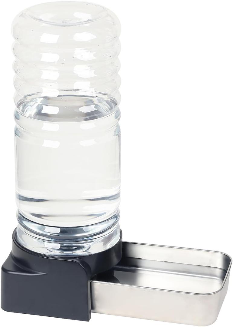 PAKEWAY 1.5 Gallon Automatic Gravity Dog Water Bowl Dispenser, Stainless Steel Large Capacity Pet Waterer with 3 Filters for Medium Dogs and Cats (Silver)