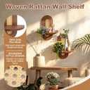 Floating Shelves for Wall, 2 Set of Boho Home Wall Decor, Plant Wall Shelf for Indoor Plants, Mid Century Small Wooden Floating Shelves for Bedroom, Living Room Wall Decor(Walnut, 14.5 x 11.8 Inch)