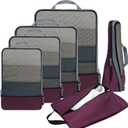 BAGAIL 4 Set/6 Set/8 Set Compression Packing Cubes Travel Accessories Expandable Packing Organizers (Half Mesh, 6-Burgundy)