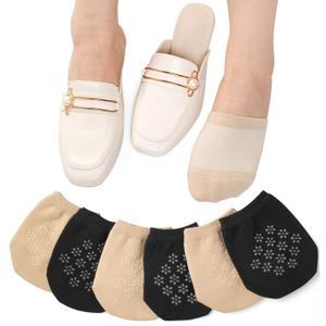 Toe Socks Womens for Mules, Half Socks Toe Topper Covers No Show Invisible Non-slip Liners for Clogs 4/6/8 Pairs