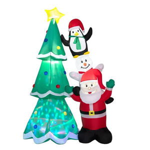 8.7-ft Inflatable Christmas Tree with Santa Claus, Penguin and Bear