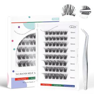 GAQQI Self Adhesive Lash Clusters, No Glue Eyelash Clusters 10-16mm Full & Volume Self Adhesive False Eyelashes, No Band Glueless Lashes