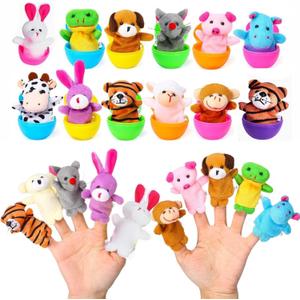 12pcs Easter Eggs Filled with Finger Puppets for Easter Basket Stuffers,Prefilled Easter Egg with Finger Puppets for Easter Egg Fillers,Party Favors,Goodie Bags Fillers, Easter Gift for Kids
