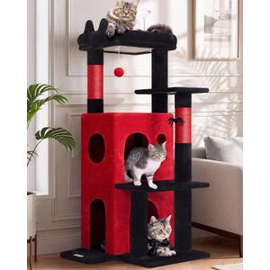 Globlazer Gothic Cat Tree Tower for Indoor Cats Large Adult, FC50, Goth
50-inch Adult Cat Tree House with Steps, Scratching Post, 2 Cat Caves, Dangling Toys