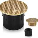 Zonon 1 Pcs Adjustable Floor Cleanout, 3-Inch ABS Wheel Connection Height-Adjustable, Nickel Top Floor Drain for Cleaning on Patios or Walkway