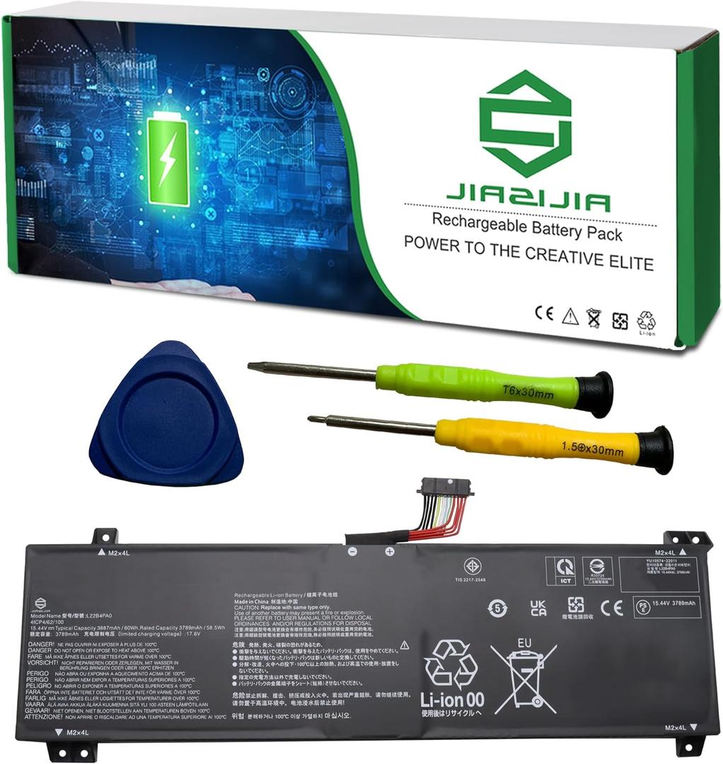 JIAZIJIA L22B4PA0 Laptop Battery Replacement for Lenovo Legion Slim 5 16APH8 16IRH8 LOQ 15APH8 15IRH8 16APH8 16IRH8 IdeaPad 1 15IAU7 Series SB11K38527 5B11K38529 L22X4PA0 L22M4PA0 L22D4PA0 15.44V 60Wh