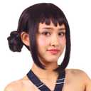 ColorGround Short Black Purple Cosplay Wig with 2 Buns for Women Halloween Party Costume