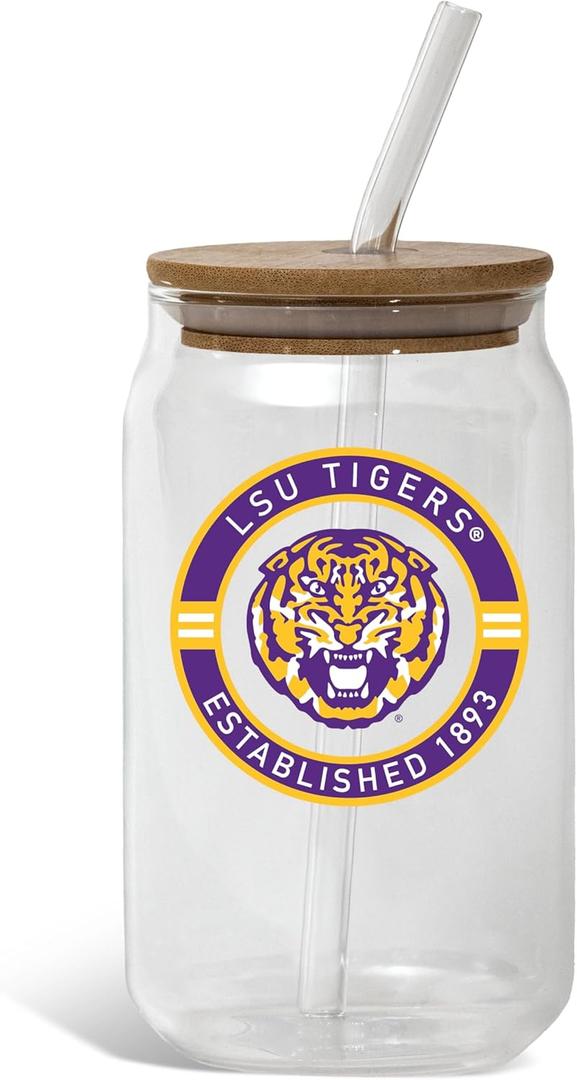 The Memory Company | Licensed NCAA 16oz Vintage Logo Glass with Bamboo Lid