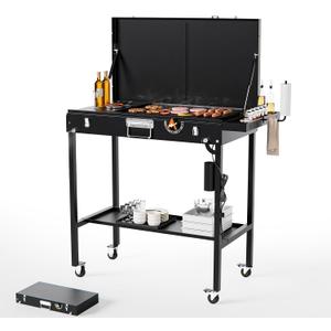 AEWHALE 2-in-1 Outdoor Table & Electric Grill,Portable Grill with Nonstick Cooking Surface for Outdoor Kitchen & Backyard Barbecue Cooking