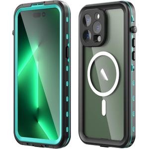 Nisso for iPhone 14 Pro Max Case Waterproof,Built-in 9H Tempered Glass Screen Protector [IP68 Underwater][14FT Military Dropproof][Real 360] Full Body Shockproof Phone Case 14 ProMax 6.7'' (Teal)