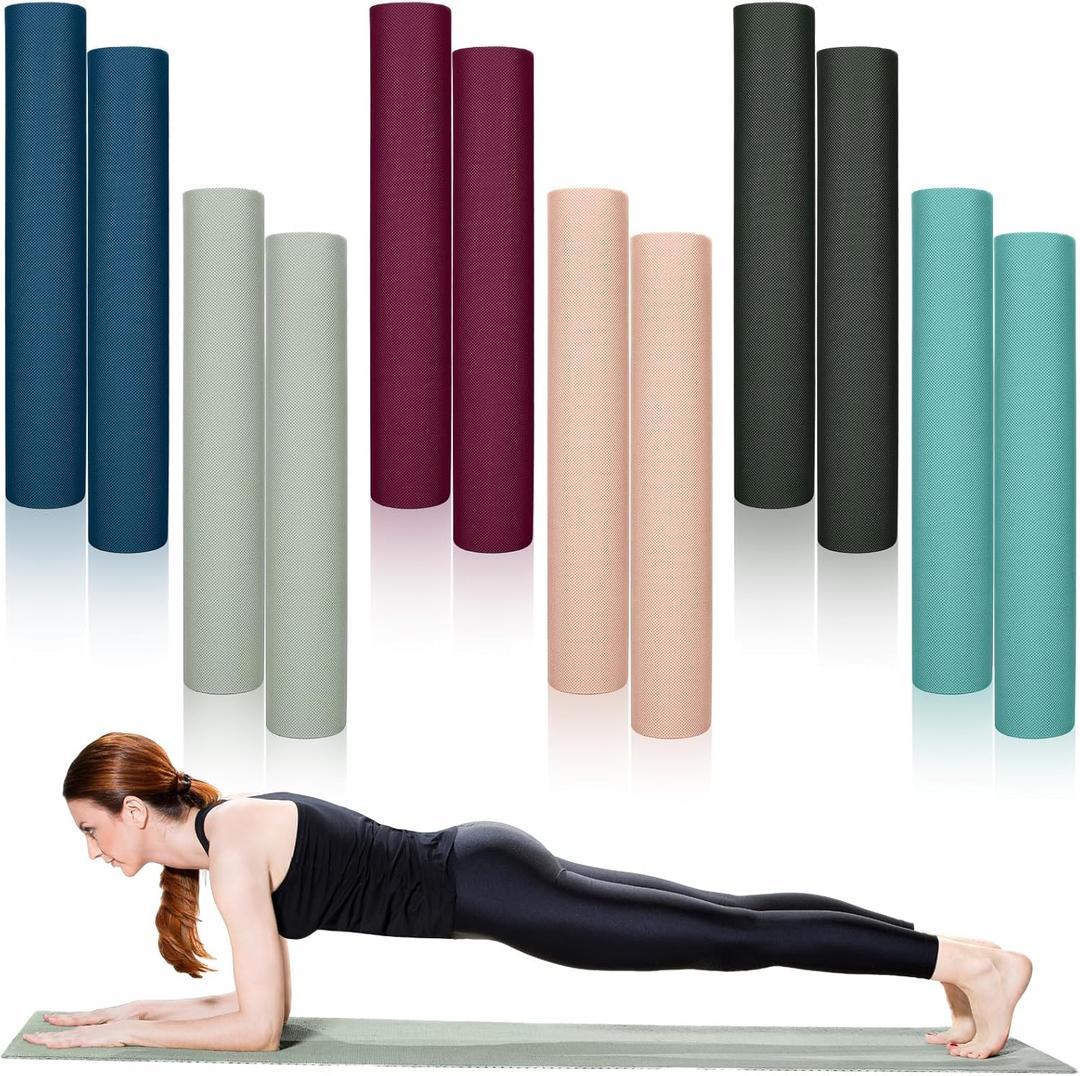 Timgle 12 Pack 68" x 24" Yoga Mat Bulk, 4mm Thick Extra Long Sports Mat Anti Slip Tear Resistant Yoga Exercise Set for Fitness Stretching Home Workout Gym and Studio(Dark Color)