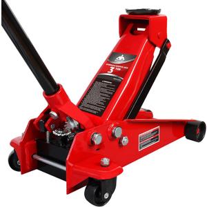 Jack Boss Floor Jack 3 Ton Capacity Fast Lift Service Jack Steel Heavy Duty Hydraulic Car Jack (Red)