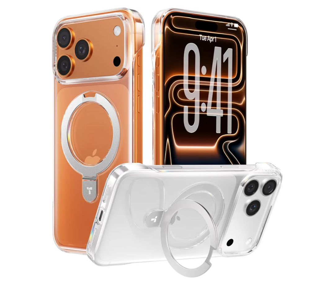 TORRAS Ostand Slim for iPhone 17 Pro Max Case Clear, Upgraded Magnetic Stand, Fit for MagSafe, Frameless with Thin Open-Edge Fit, Minimalist Phone Case for iPhone 17 Pro Max, 6.9'', Drop Protection