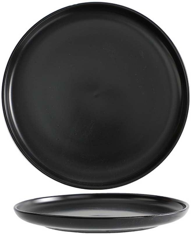AIYoo Ceramic Dessert Plates Set of 2,Mini 6 inch Porcelain Round Salad Plates,Serving Appetizer Plates,Black Small Plates Dishes Dinner Plates,Food Dinnerware for Kitchen