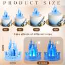 Baquler 4.8 Inch Castle Cake Topper Figurine Wedding Cake Topper Birthday Castle Tower Night Light USB Rechargeable Princess Nightlight for Valentine's Day Wedding Birthday Party Decor(Blue)