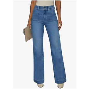 KUNMI Jeans for Women Wide Leg Baggy High Waist Boyfriends Straight Leg Stretchy Denim Pants Trendy Fall 2025 Size 8