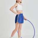 Haloumoning Girls Athletic Shorts Kids Striped Trim High Waisted Running Biker Shorts, Size: 13-14 Years