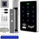 WiFi TUYA Complete Security Access System Kit with Waterproof RFID Touch Keypad Door Lock, Smart Remote Door Opener, App600-Pound Electric Magnetic Lock + ZL, Metal Sensor Switch, Doorbel