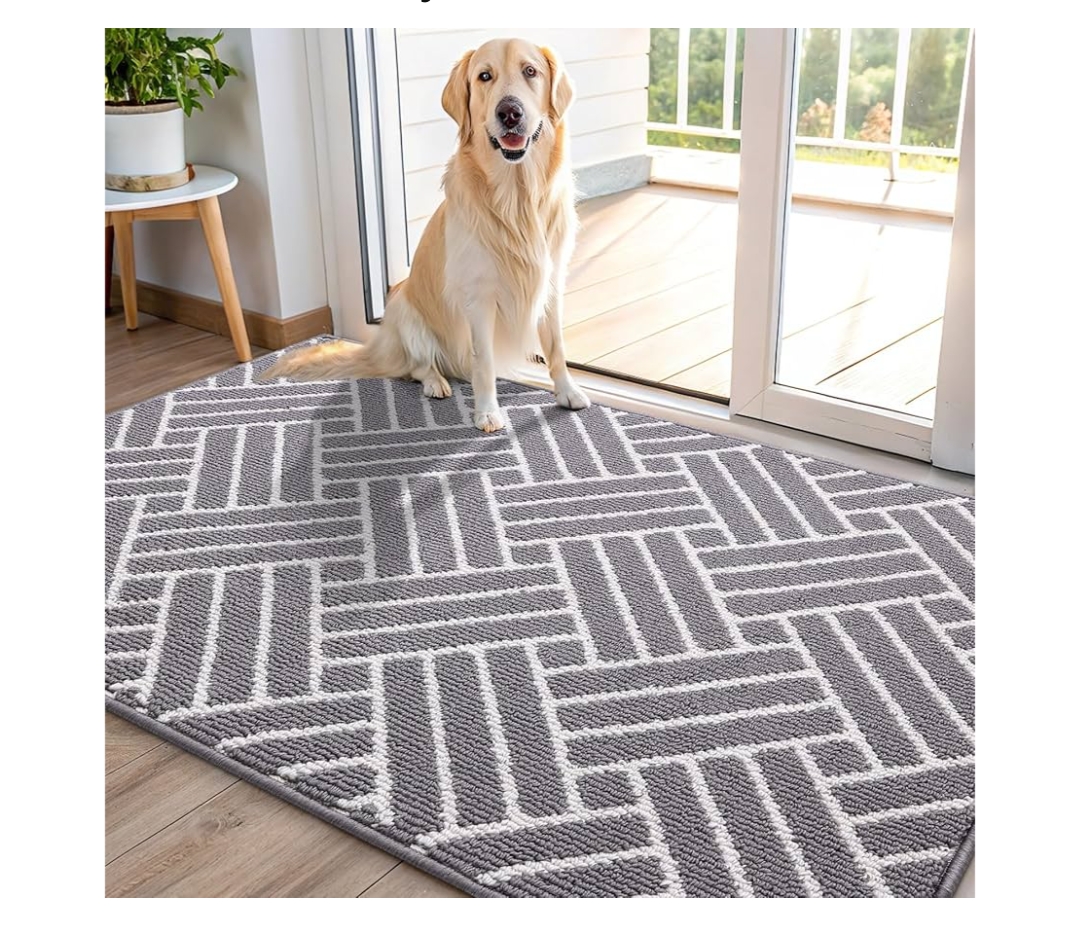 OLANLY Indoor Door Mat, 48x32 Inch, Dirt Resistant and Absorbent, Non-Slip Rubber Backing Floor Mats, Easy Clean Low-Profile Doormat for Entryway, Front Door, and Inside Entrance, Grey