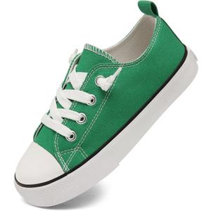 Toddler Little Kid Cushioned Canvas Shoes Slip On Sneakers Soft and Durable (Green, 7)