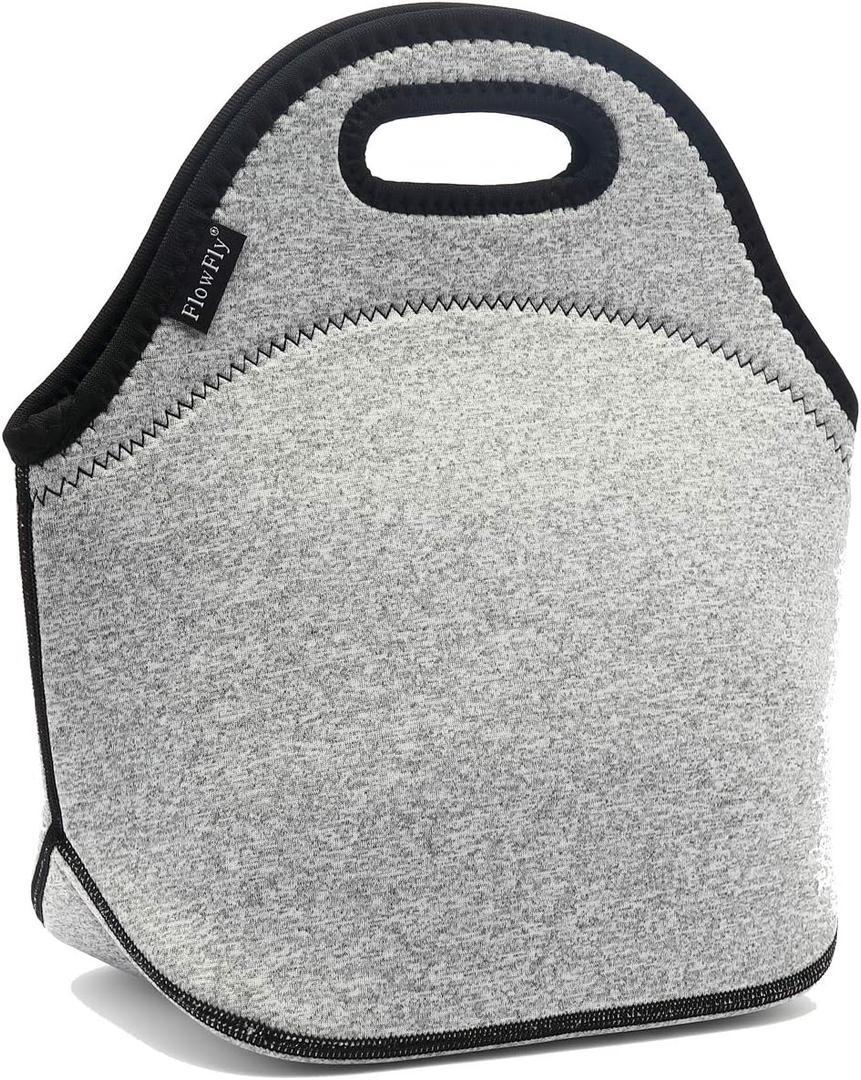 FlowFly Neoprene kids Lunch box Insulated Soft Bag Mini Cooler Thermal Meal Tote Kit for Boys, Girls,Men,Women,School,Work, Office, Grey (Gray)