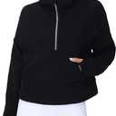 THE GYM PEOPLE Womens' Hoodies Half Zip Long Sleeve Fleece Crop Pullover Sweatshirts with Pockets Thumb Hole, size L