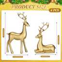 Thyle 4 Pcs Christmas Reindeer Decor Small Resin Standing Sitting Deer Figurine Mini Reindeer Christmas Table Decoration for Home Indoor Xmas Holiday Small Statue Rustic Table Decor(Gold)