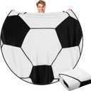 Hahafelt 60" Round Sports Throw Blanket for Teens Adults Soft Flannel Baseball Softball Tennis Soccer Baseketball Volleyball Novelty Blanket for Sports Fan Birthday Senior Night Gift(Soccer)