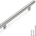 homdiy 25 Pack Modern Round Bar Cabinet Pulls, 5in Hole Center, Brushed Nickel Stainless Steel, Easy to Install, Durable