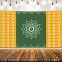 KatchOn, Xtralarge Indian Traditional Backdrop - 7.5X5 Feet | Maha Shivaratri Backdrop | Indian Photo Backdrop for Haldi, Wedding, House Warming, Ugadi, Rama Navami | Annaprasana Decoration Backdrop (Orange and green)
