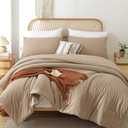 ROSGONIA Queen Comforter Set Taupe Brown, 3pcs(1 Boho Tan Comforter & 2 Pillowcases) All Season Soft Bedding Lightweight Bedspread Blanket Quilt (Queen Comforter 90"x90")