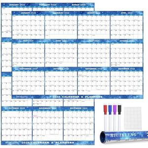 32" x 48" 2026 Wall Calendar Erasable Starry Sky, Wet & Dry Erase Large Laminated Annual Yearly Planner - 12 Month Horizontal/Vertical Calendar January to December for Easy Planning, Organizing (13 pack)