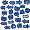 24 Pcs Teacher Staff Volunteer We Appreciate You Decorations Photo Booth Props Appreciation Decor Blue and Gold Thank You Sign Photo Props for Teacher Nurse Employee Coworker Appreciation