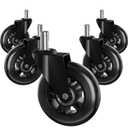 Office Chair Wheels Replacement Rubber Chair Casters for Hardwood Floors and Carpet, Set of 5, Heavy Duty Casters for Chairs Smooth & Silence Gliding Gaming Chair Wheels (All black)
